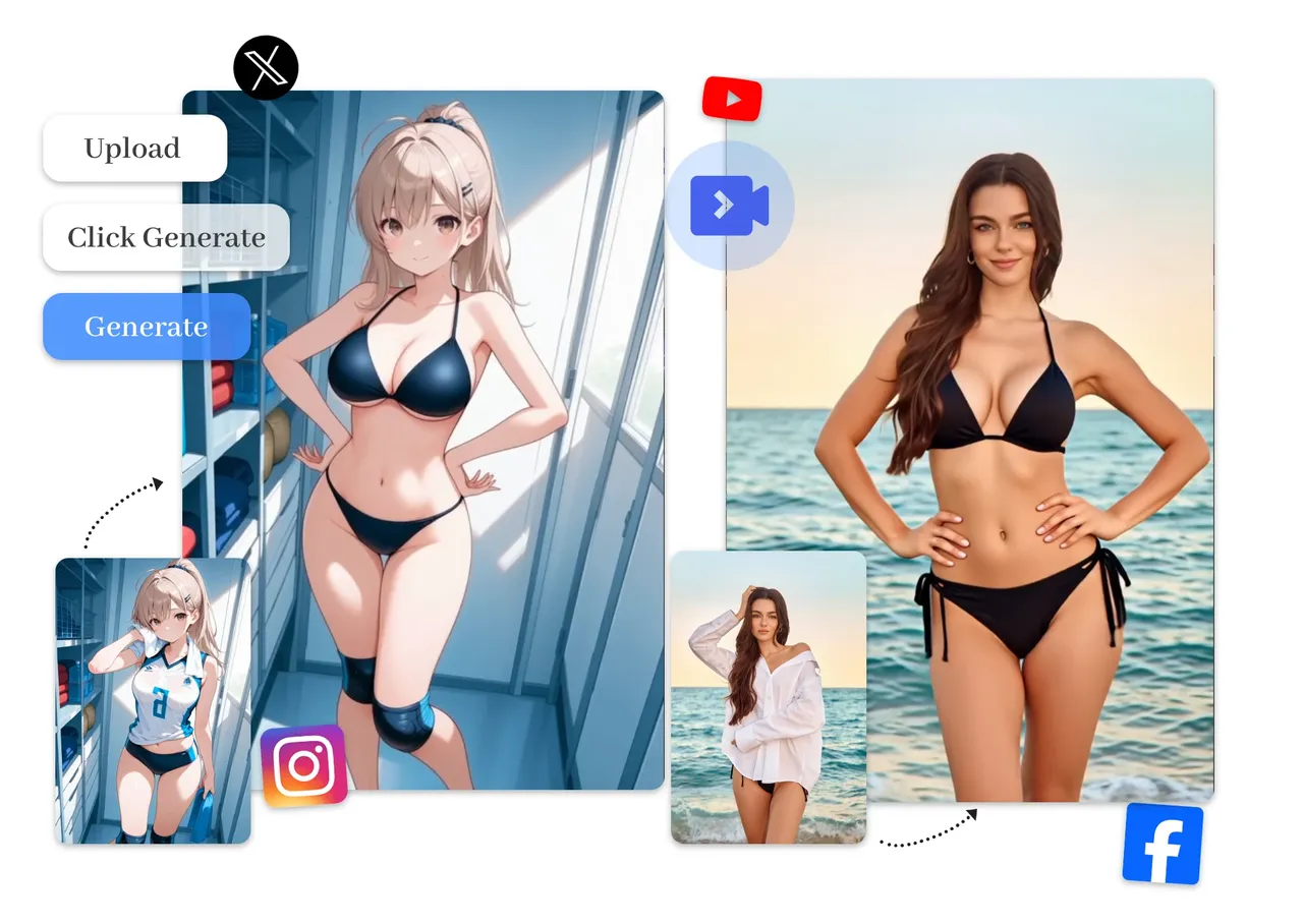 Crear videos de bikini con IA para redes sociales
