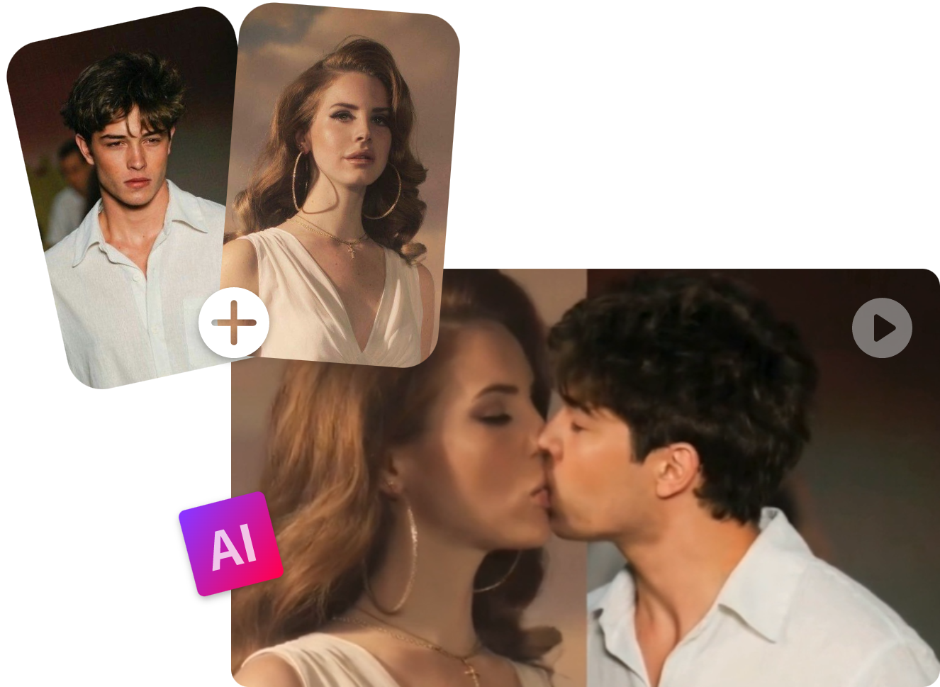 Modelos avanzados de IA recrean escenas de besos. Modelos avanzados de IA recrean escenas de besos.