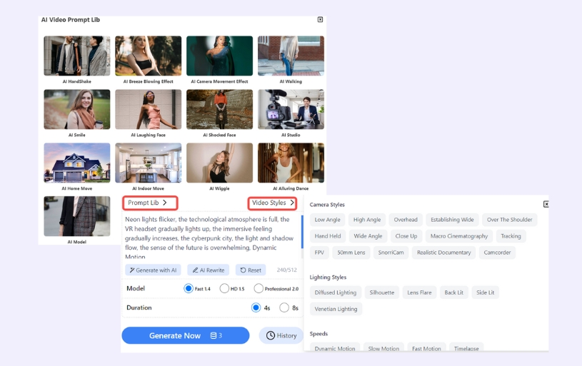 Add a description and customize the video style the best AI video generator-Add a description and customize the video style