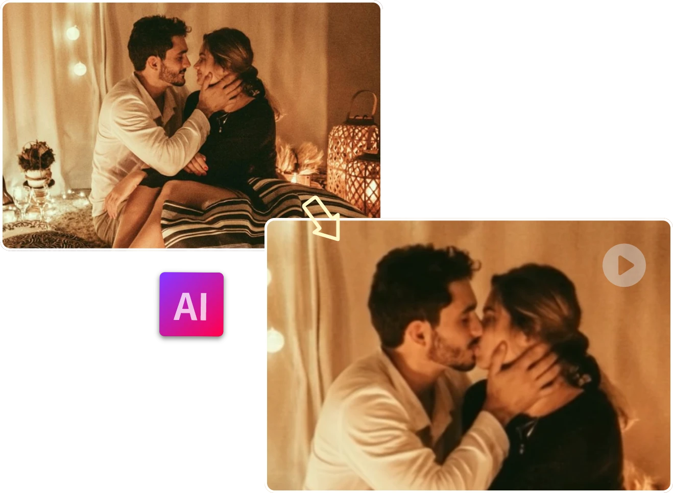 Create a warm AI kiss video for the wedding ceremony Create a warm AI kiss video for the wedding ceremony