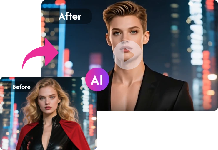 Discover a New You with AI Gender SwapEver wondered how you'd look as the opposite gender? With our AI Gender Swapper, you can instantly transform your photos to explore a different side of yourself. Whether for fun, curiosity, or creative projects, our tool provides realistic and engaging results in seconds.