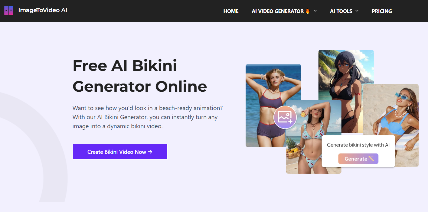 Top Free AI Bikini Video Generator - ImageToVideo AI