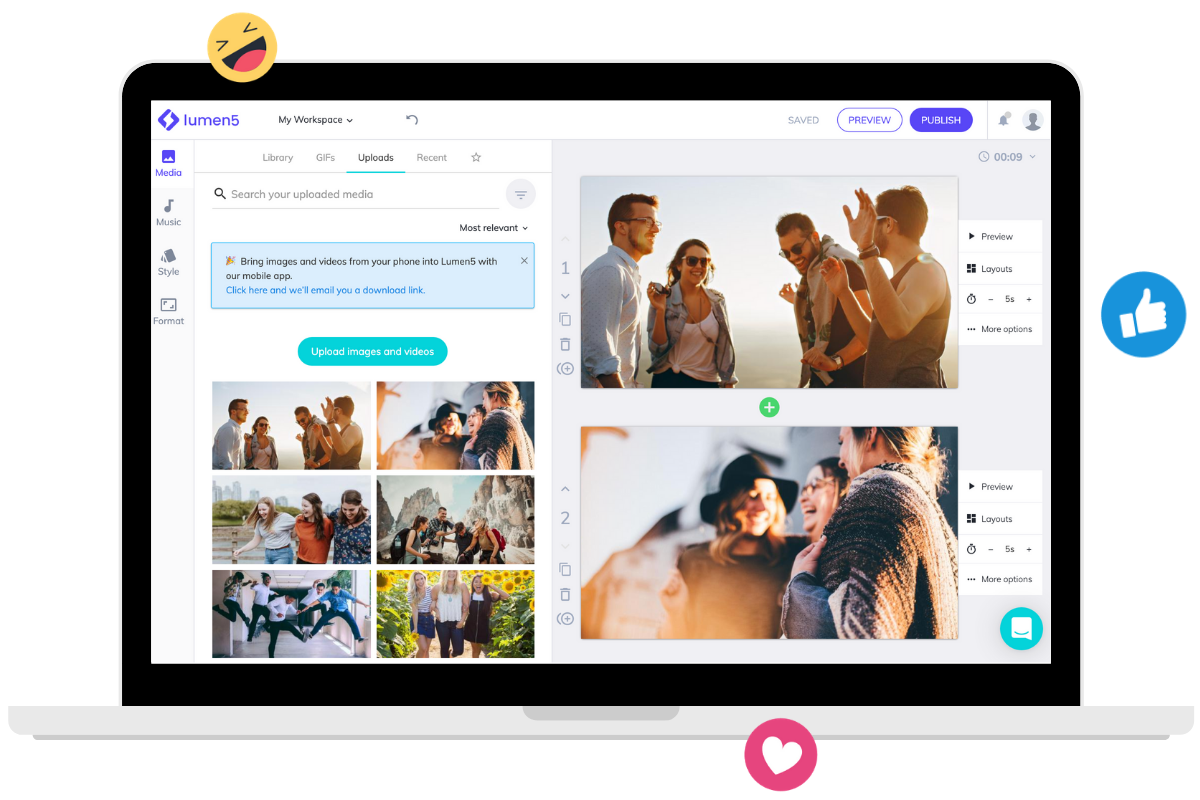 Lumen5 is an AI-powered video creation platform