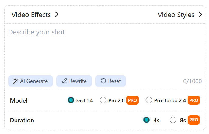 Choose Your AI Video Effect Choose Your AI Video Effect