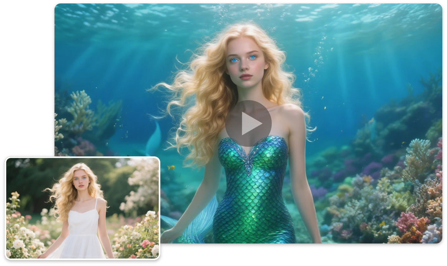 Transform into a mermaid online using AI Transform into a mermaid online using AI