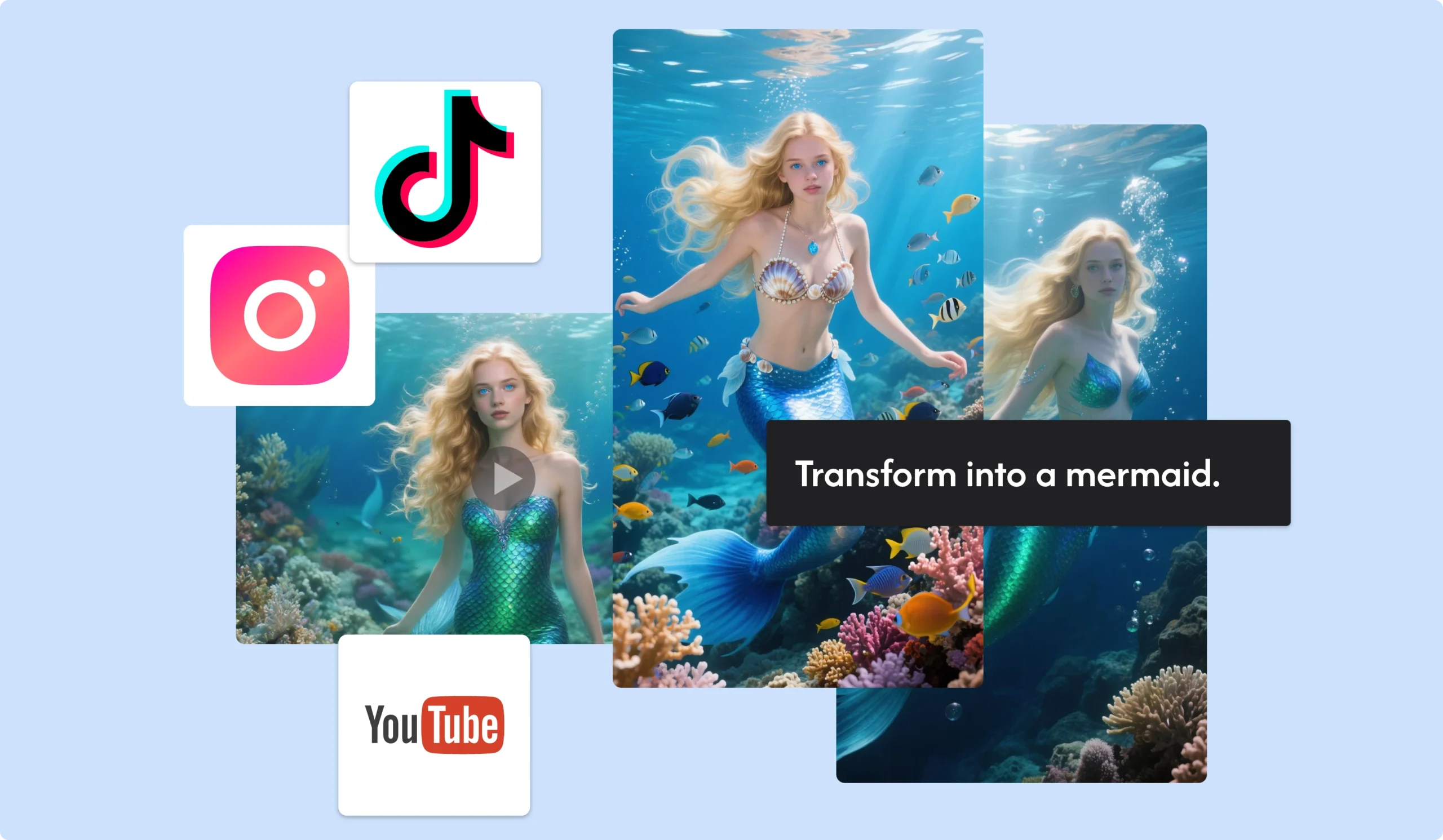 Upload your video to TikTok, Instagram, or YouTube to wow your followers and ride the wave of AI-generated fantasy content.