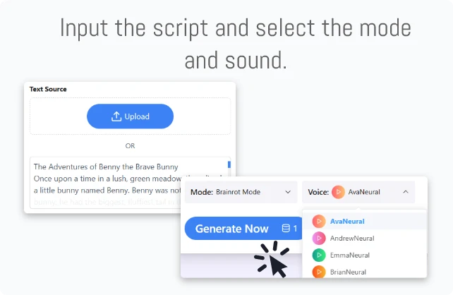 Step 1 Enter Script and select mode&voice