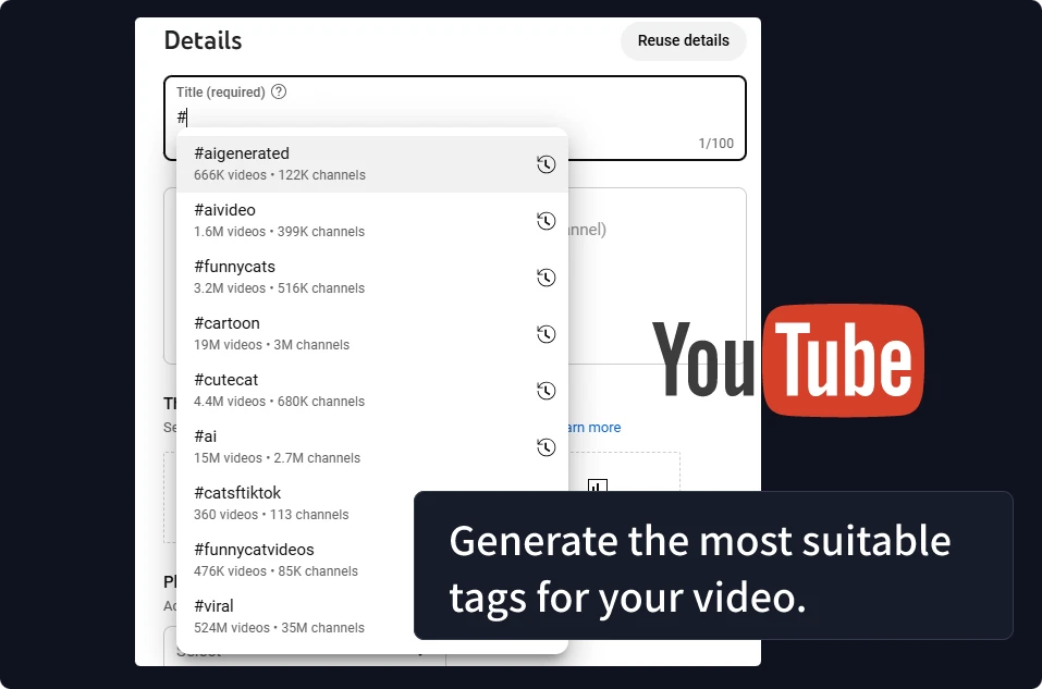 Instantly Generate Optimized Tags for Any YouTube Video Instantly Generate Optimized Tags for Any YouTube Video