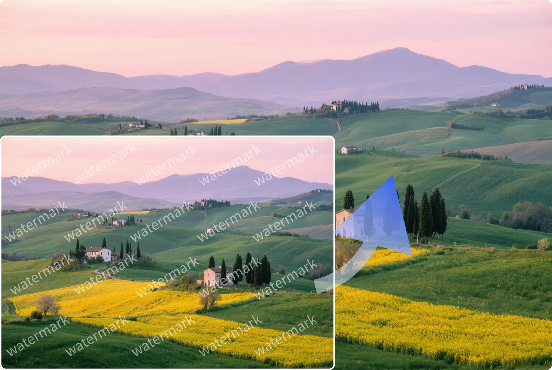 Instantly erase watermarks, logos, or text overlays.