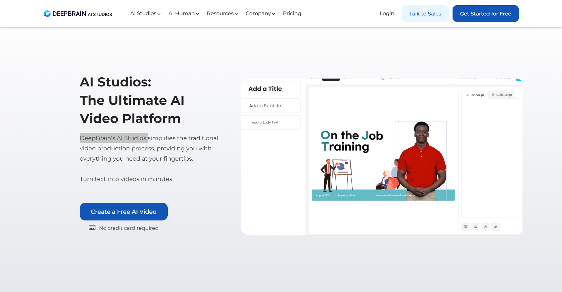DeepBrain AI (now branded AI Studios) specializes in AI-generated human avatars.