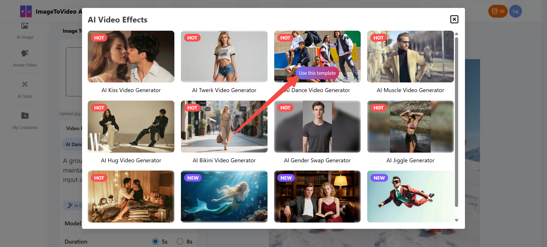 Step 1: Upload Image and Select Duration & Effect