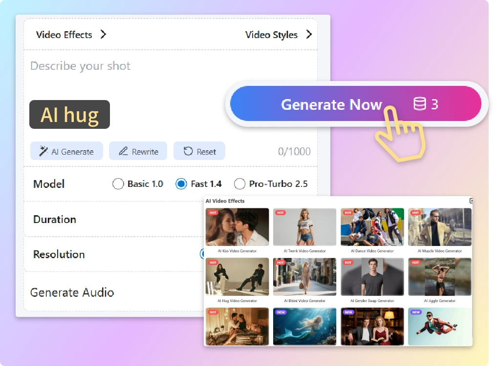 Step 2: Choose Effects or Write Prompt