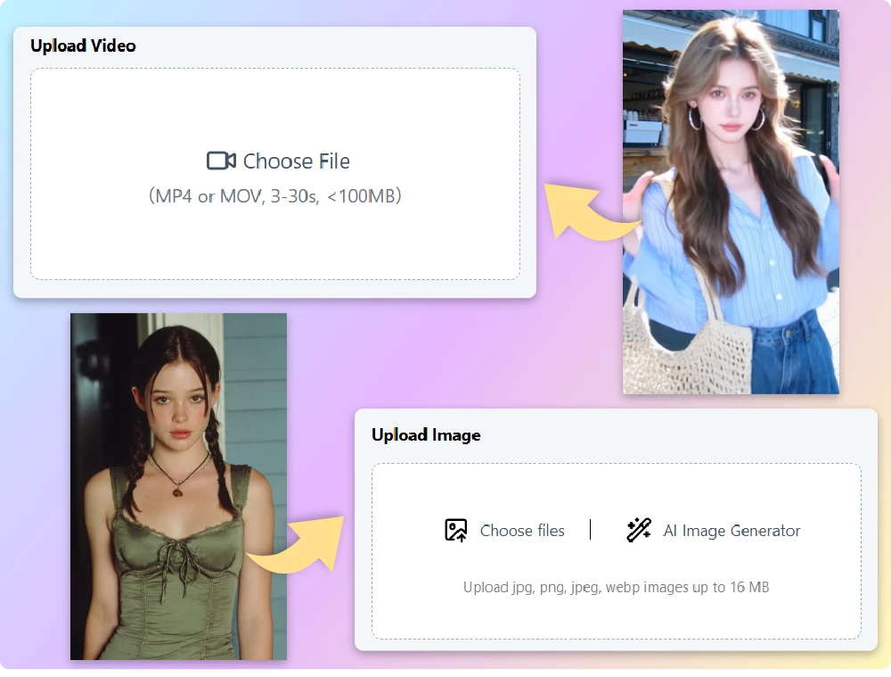 Step 1 Upload your motion & character