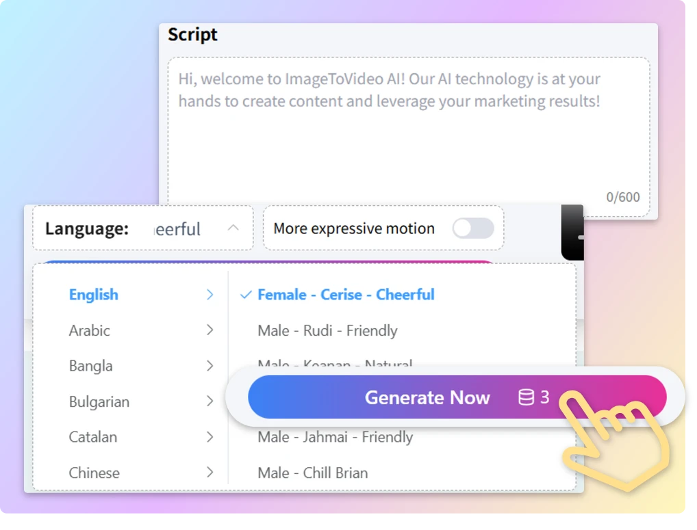 Step 2 Add Your Script & Customize Voice
