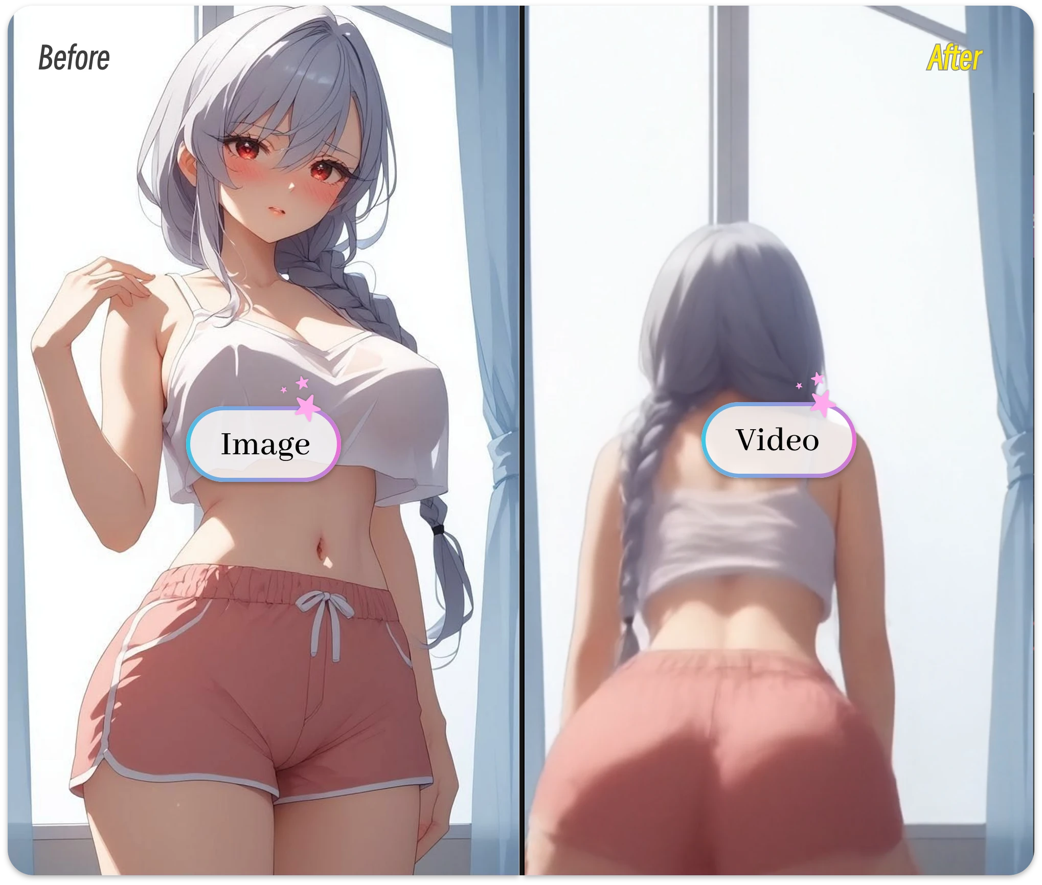 anime character animated into AI twerk dance video